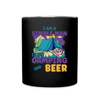 Ich Bin Ein Einfacher Mann Ich Mag Camping Bier - Tasse einfarbig - Schwarz - Vorne