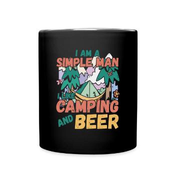 Ich Bin Ein Einfacher Mann Ich Mag Camping Bier - Tasse einfarbig - Schwarz - Vorne
