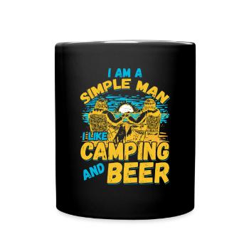 Ich Bin Ein Einfacher Mann Ich Mag Camping Bier - Tasse einfarbig - Schwarz - Vorne