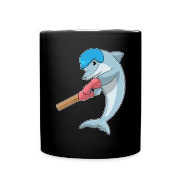 Dolphin Cricket Cricket Bat - Full Colour Mug - black - Front