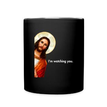 I'm Watching You Peeking Jesus Christ - Full Colour Mug - black - Front