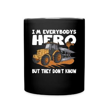 Farmer Everybodys Hero Farmer Agriculture - Full Colour Mug - black - Front