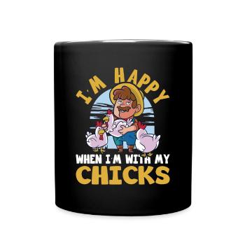 Farmer Happy With My Chicks Farmer - Full Colour Mug - black - Front