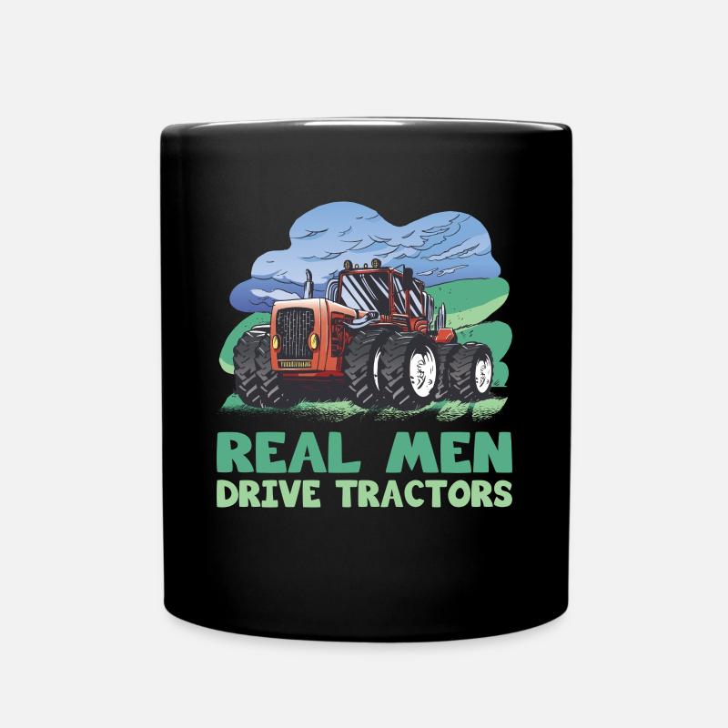 Bauer Real Men Drive Tractors Landwirt - Tasse einfarbig - Schwarz