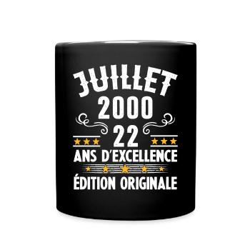 22 Ans Anniversaire Vintage Né(e) en Juillet 2000 - Mug uni - noir - Devant