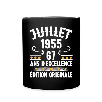 67 Ans Anniversaire Vintage Né(e) en Juillet 1955 - Mug uni - noir - Devant