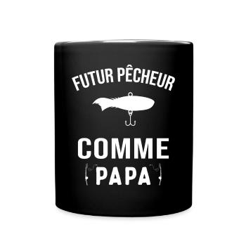 Futur pêcheur comme papa humour cadeau pêcheur - Mug uni - noir - Devant