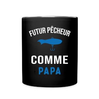 Futur pêcheur comme papa humour cadeau pêcheur - Mug uni - noir - Devant
