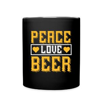 Frieden, Liebe, Bier - Tasse einfarbig - Schwarz - Vorne