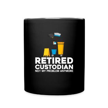 Retired Custodian, Custodian - Full Colour Mug - black - Front