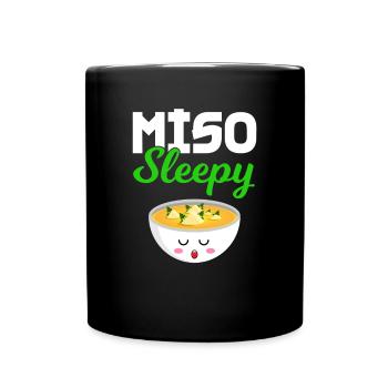 miso sleepy, japanese food, miso - Full Colour Mug - black - Front