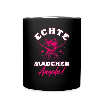 Echte Mädchen Angeln - Tasse einfarbig - Schwarz - Vorne