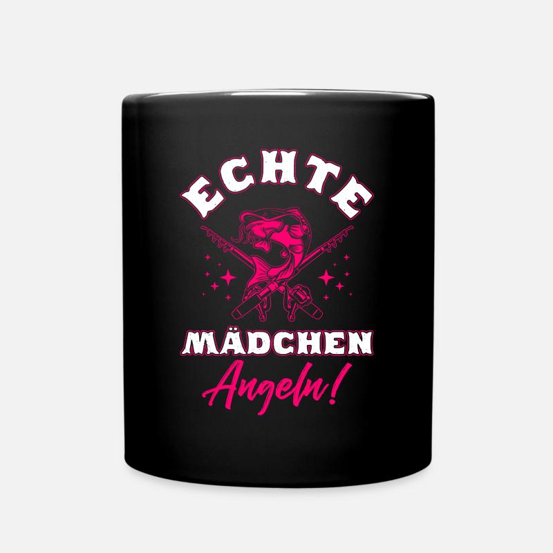 Echte Mädchen Angeln - Tasse einfarbig - Schwarz
