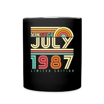 Baujahr 1987 Im Juli - Tasse einfarbig - Schwarz - Vorne