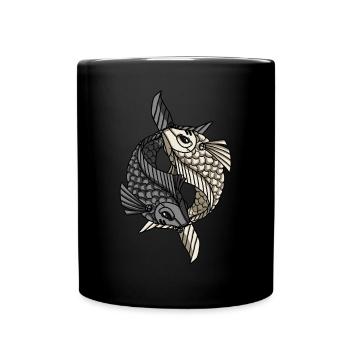 Cyborg Koi Fisch Ying Yang Cyber Punk Cyber Gesche - Tasse einfarbig - Schwarz - Vorne