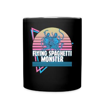 Flying Spaghetti Monster Pastafari FSM Atheist Ges - Full Colour Mug - black - Front