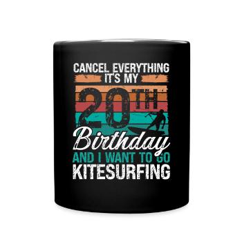 20 Birthday Kiteboarding Kitesurfer 20 Year Old - Tasse einfarbig - Schwarz - Vorne