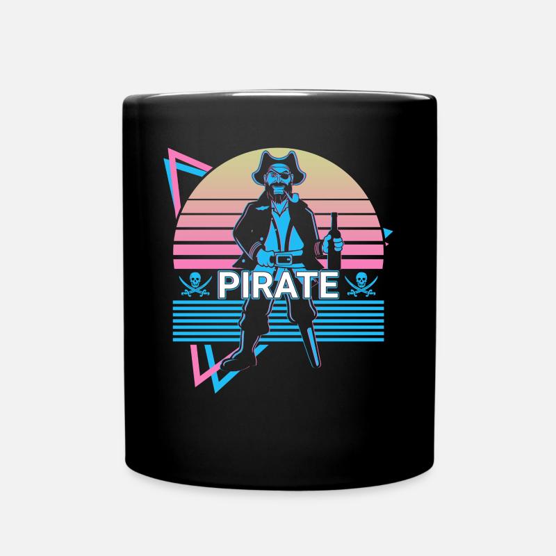 Pirat Retro Geschenk - Tasse einfarbig - Schwarz