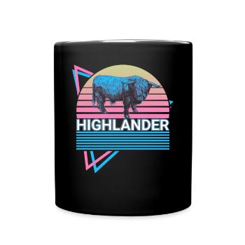 Highlander Schottische Hochlandkuh Retro Geschenk - Tasse einfarbig - Schwarz - Vorne