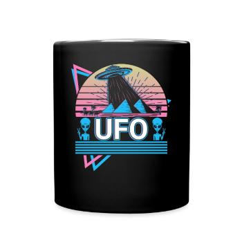 Ufo Alien Entführung Retro Geschenk - Tasse einfarbig - Schwarz - Vorne