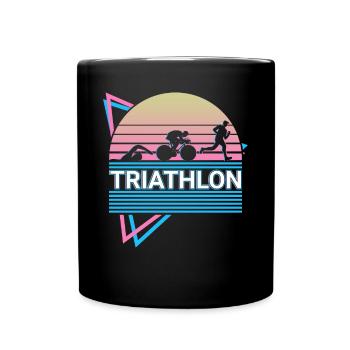 Triathlon Triathlet Retro Geschenk - Tasse einfarbig - Schwarz - Vorne