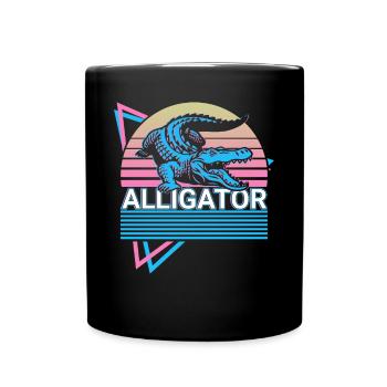 Alligator Krokodil Gator Retro Geschenk - Tasse einfarbig - Schwarz - Vorne