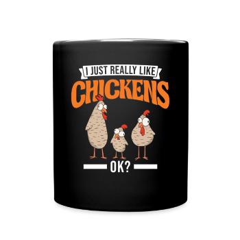 J’aime vraiment Les poulets ok Hühner - Mug uni - noir - Devant