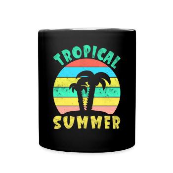 Tropical Summer - Tropical Summer Holiday Palm - Full Colour Mug - black - Front