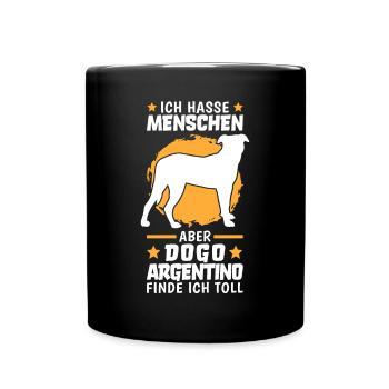 Dogo Argentinos finde ich toll Argentinien Dogge - Tasse einfarbig - Schwarz - Vorne