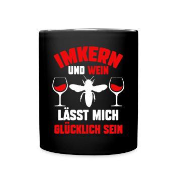 Wein Biene Bienen Imkerei Honig Imker - Tasse einfarbig - Schwarz - Vorne