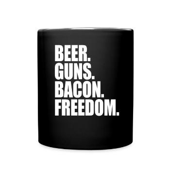 Bierpistolen Bacon Freedom America Patriotisch 4. - Tasse einfarbig - Schwarz - Vorne