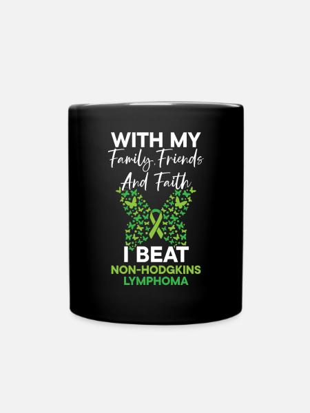 I Beat Non-Hodgkin Lymphoma Cancer Survivor - Full Colour Mug - black