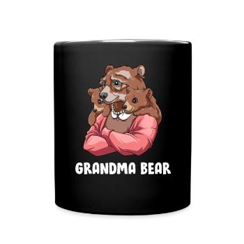 Oma Bär - Großmutter Enkelkind Zwillinge - Tasse einfarbig - Schwarz - Vorne