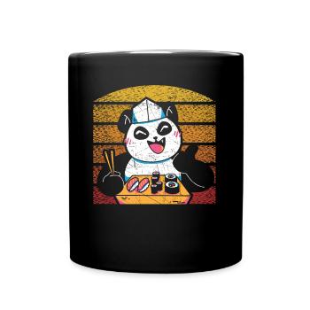 Sushi Rolls Japanisches Sushi Feinschmecker Panda Bär - Tasse einfarbig - Schwarz - Vorne