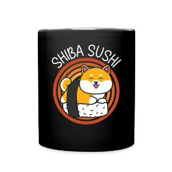 Shiba Sushi Food Lover Feinschmecker Japanisches Sushi - Tasse einfarbig - Schwarz - Vorne