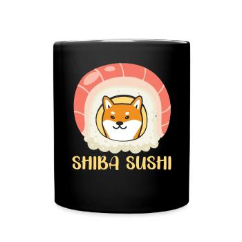 Shiba Sushi Food Lover Feinschmecker Japanisches Sushi - Tasse einfarbig - Schwarz - Vorne