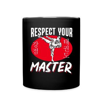 TKD Korean Martial Arts Tae Kwon - Tasse einfarbig - Schwarz - Vorne