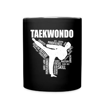 TKD Korean Martial Arts Tae Kwon - Tasse einfarbig - Schwarz - Vorne