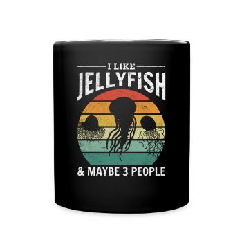 I like jellyfish & maybe 3 people jellyfish - Full Colour Mug - black - Front