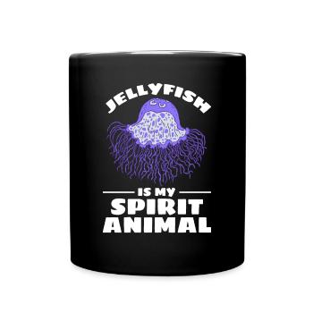 Jellyfish ist mein Geist Animal Qualle - Tasse einfarbig - Schwarz - Vorne