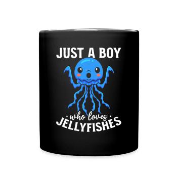 Jellyfish Lover Je suis juste un garçon qui a des méduses - Mug uni - noir - Devant
