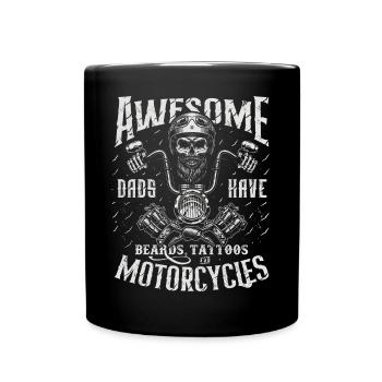 Biker-Väter haben Tattoos Bärte fahren Motorräder - Tasse einfarbig - Schwarz - Vorne
