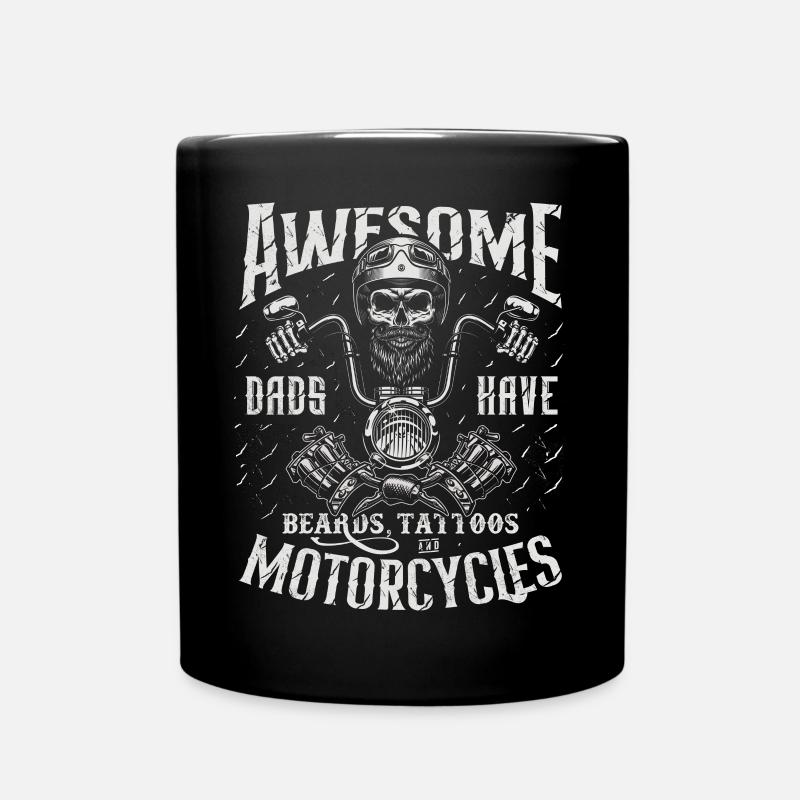 Biker Dads Have Tattoos Beards Ride Motorcycles - Full Colour Mug - black