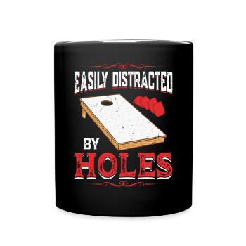 Facilement distrait par des trous - Cornhole Blindloch - Mug uni - noir - Devant