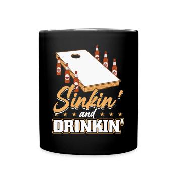 Sinkin And Drinkin - Trou aveugle cornhole - Mug uni - noir - Devant