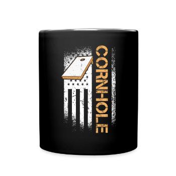 Drapeau des États-Unis Merica Cornhole Patriotic Vintage - Mug uni - noir - Devant