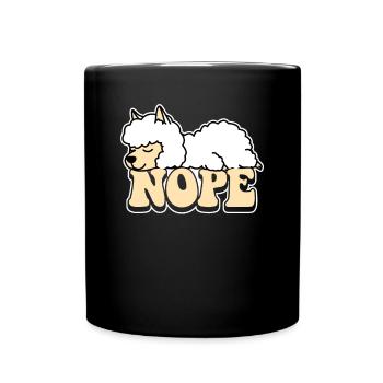 Nope Llama Vicuna Guanaco Breeder Alpaca - Full Colour Mug - black - Front