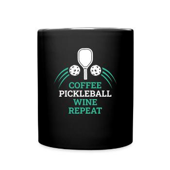 Café Pickleball Vin Répéter - Mug uni - noir - Devant
