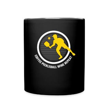 Café Pickleball Vin Répéter - Mug uni - noir - Devant