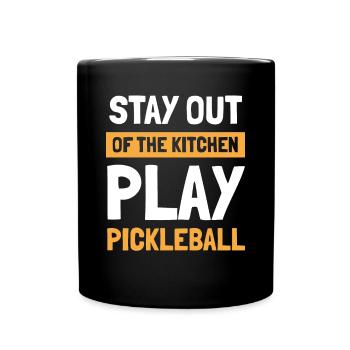 Restez en dehors de la cuisine Jouer au pickleball - Mug uni - noir - Devant